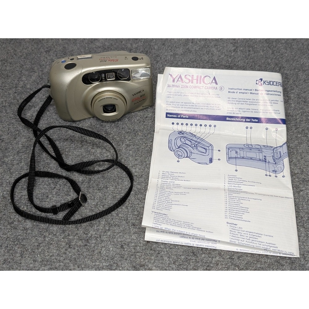 Yashica Kyocera Elite 105 Zoom 35mm Film Point & Shoot Camera TESTED READ